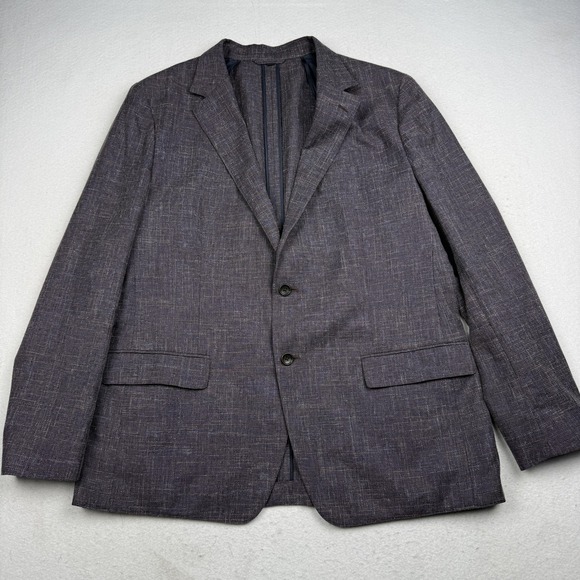 Bonobos Blazer Mens 46R Blue Linen Cotton Plaid Standard Fit Sport Coat Officina